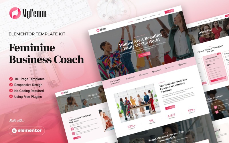 MyFemm - Feminine Business Coach Elementor Template Kit Elementor Kit