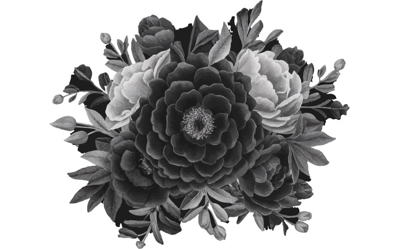 stylish and sleek black emblem featuring a single, stylized flower design Illustration