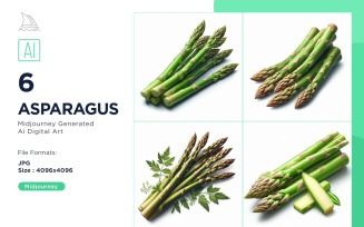 Fresh Asparagus Vegetable on White Background Set