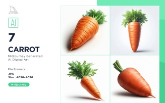Fresh Carrot Vegetable on White Background Set