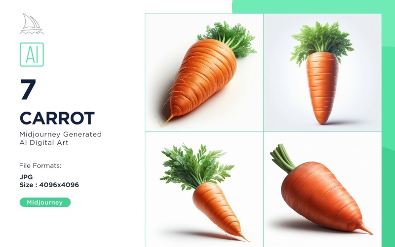 Fresh Carrot Vegetable on White Background Set Illustration