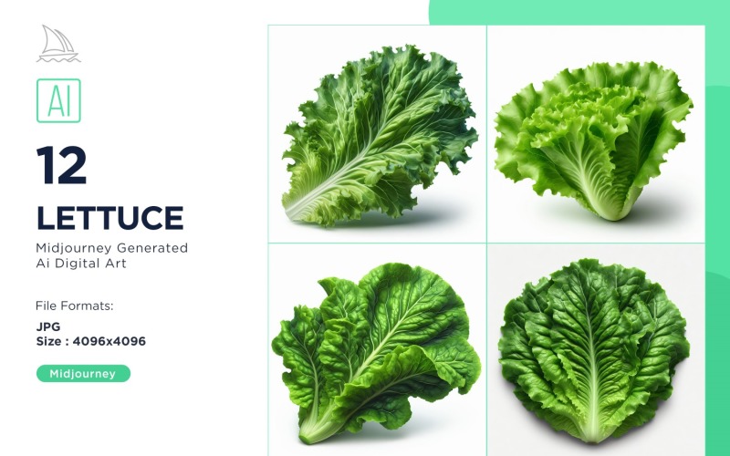 Fresh Lettuce Vegetable on White Background Set Illustration