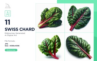 Fresh Swiss Chard Vegetable on White Background Set