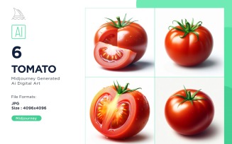 Fresh Tomato Vegetable on White Background Set