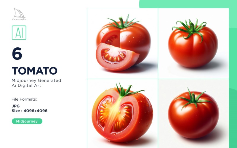 Fresh Tomato Vegetable on White Background Set Illustration