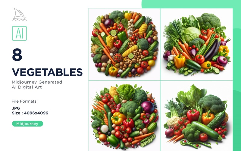 Fresh Vegetable on White Background Set Illustration