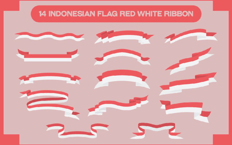 14 Indonesian Flag Red White Ribbon Illustration