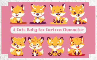 8 Cute Baby Fox Cartoon Character