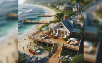 Luxury beach house with sea view swimming pool and terrace at vacation3d rendering