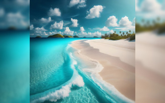 Seascape from top view Summer beach top view of soft blue ocean wave illustration Generative AI.