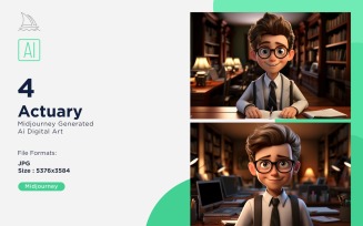 3D Pixar Character Child Boy Actuary with relevant environment 4_Set