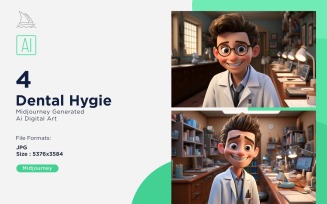 3D Pixar Character Child Boy Dental_Hygie with relevant environment 4_Set