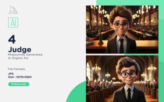 3D Pixar Character Child Boy Judge with relevant environment 4_Set