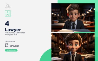 3D Pixar Character Child Boy Lawyer with relevant environment 4_Set