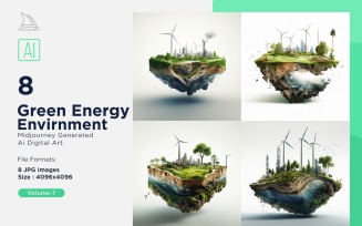 8 Windmill and Piece of land Green Energy Sustainable Industry Set Vol - 7