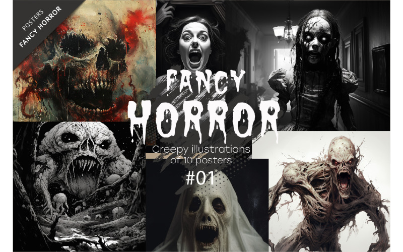 Fancy horror posters 01. Halloween. Illustration
