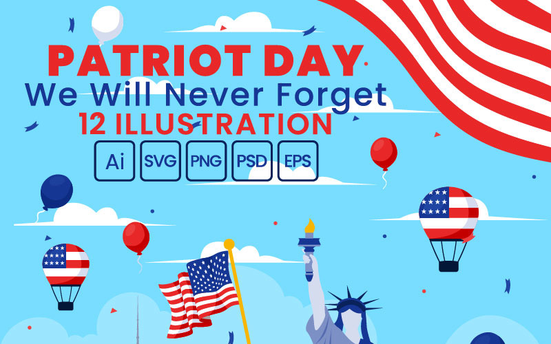 12 USA Patriot Day Illustration