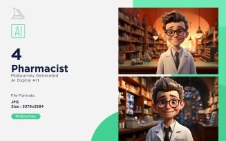 3D Pixar Character Child Boy Pharmacist with relevant environment 4_Set