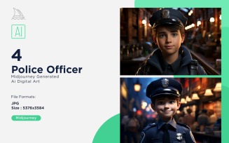 3D Pixar Character Child Boy Police_Officer with relevant environment 4_Set