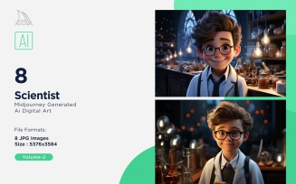 3D Pixar Character Child Boy Scientist with relevant environment 8_Set Vol - 2