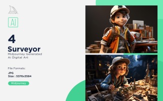 3D Pixar Character Child Boy Surveyor with relevant environment 4_Set