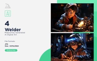 3D Pixar Character Child Boy Welder with relevant environment 4_Set