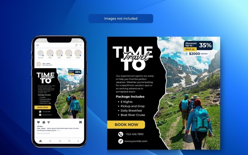 Special Travel Offers Holiday Tours Time to Travel Template Social Media