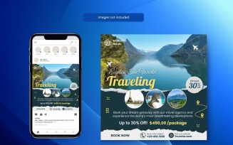 Travel Agency Promotional Holiday Deals Social Post Template