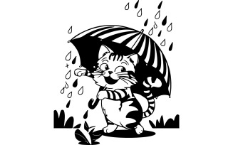 Cat and ambrella day vector art