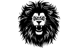 Dengerous lion silhouette vector art illustration