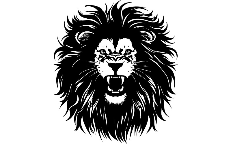 Dengerous lion silhouette vector art illustration Illustration