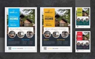 Real Estate Flyer Template, Red, Blue, Yellow, Green Color Professional Real Estate Flyer Design