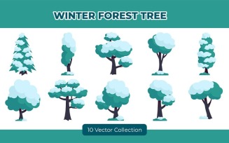 Winter Forest Tree Vector Set Collection