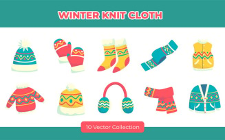 Winter Knit Cloth Vector Set Collection
