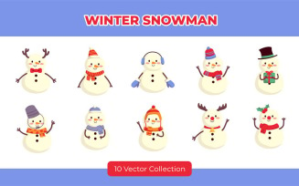 Winter Snowman Vector Set Collection