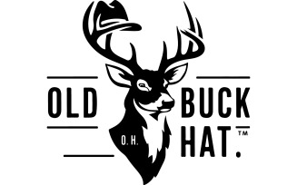 A logo with a white tail buck deer with the words old buck hat