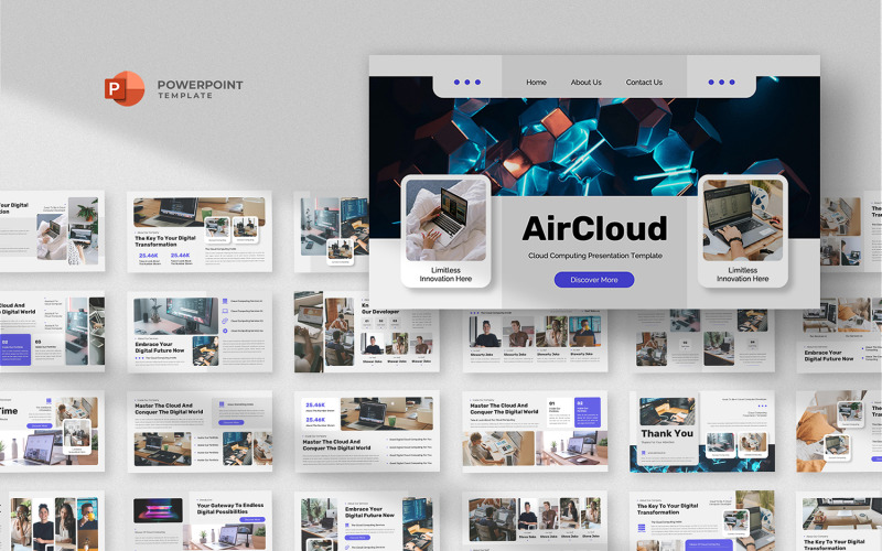 Aircloud - Cloud Computing Powerpoint Template PowerPoint Template