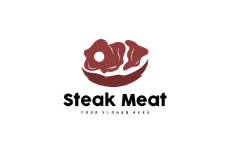 barbecue grill fresh meat logo design V4