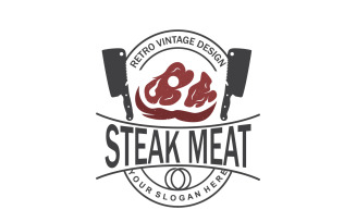 barbecue grill fresh meat logo design V7