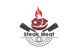 barbecue grill fresh meat logo design V9