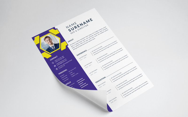 Beautiful CV / Resume template - elegant stylish design Resume Template