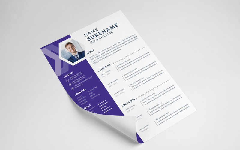 Beautiful Purple Resume template - elegant stylish design Resume Template