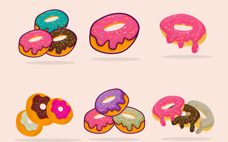 Donut Illustration Vector Cartoon Style Food DesignV2 Logo Template