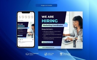 Free Hiring Template: PSD Job Vacancy Banner Blue