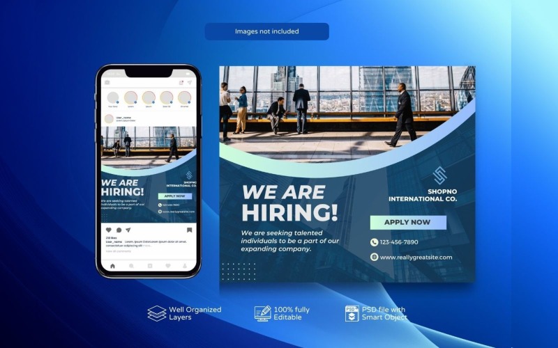 Free Job vacancy square banner or social media post template PSD Social Media