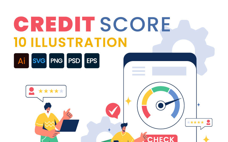 10 Credit Score Vector Illustration