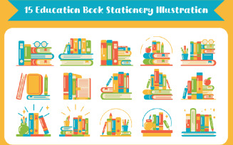 15 Education Book Stationery Illustration