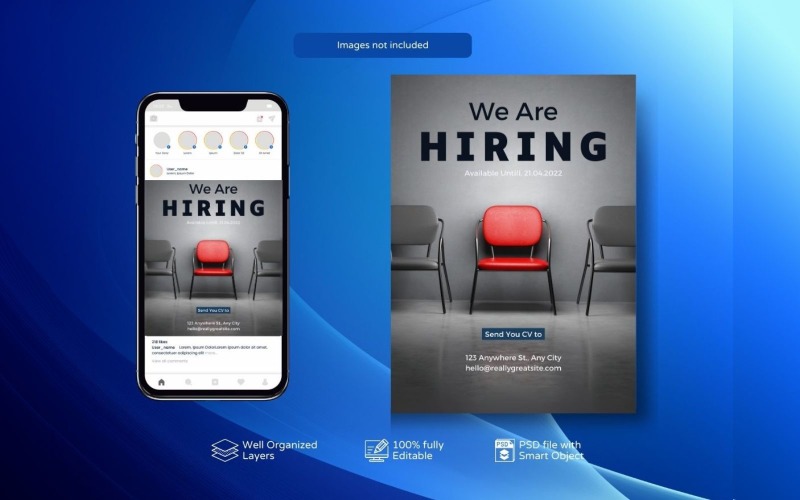 Job Vacancy Banner: PSD Hiring Clean Template Social Media