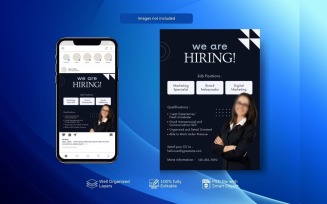 Job Vacancy Banner: PSD Hiring Template Dark Blue