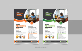 Kids back to school education admission flyer or school admission flyer design template